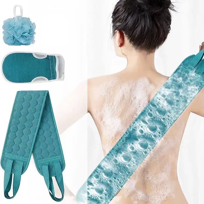 Ensemble d'épurateur corporel exfoliant – comprend un épurateur de dos, un gant de bain et une épong