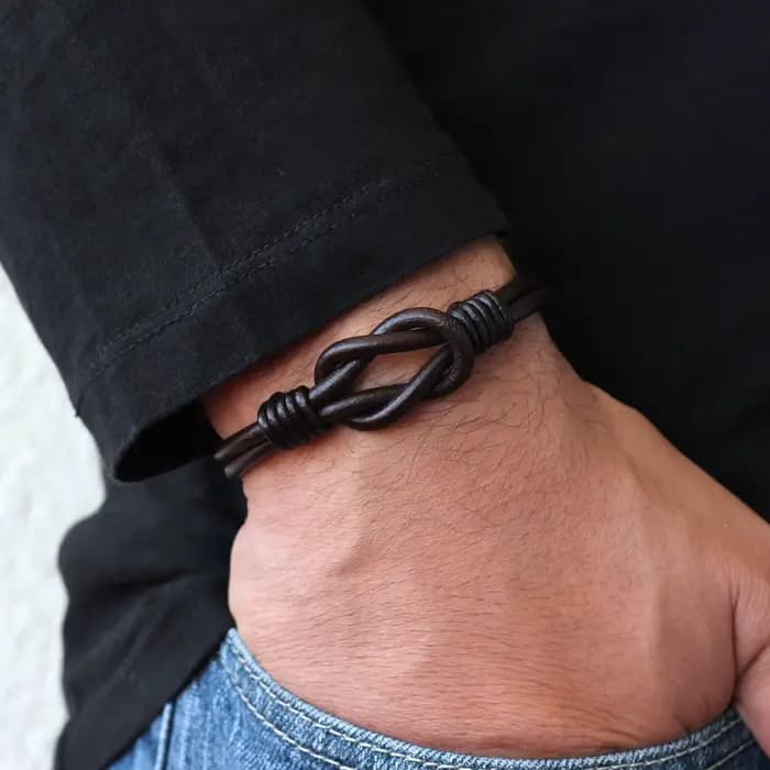 Bracelet infini à nœud celtique, bracelet en cuir véritable, bijoux celtiques pour hommes, cadeaux p