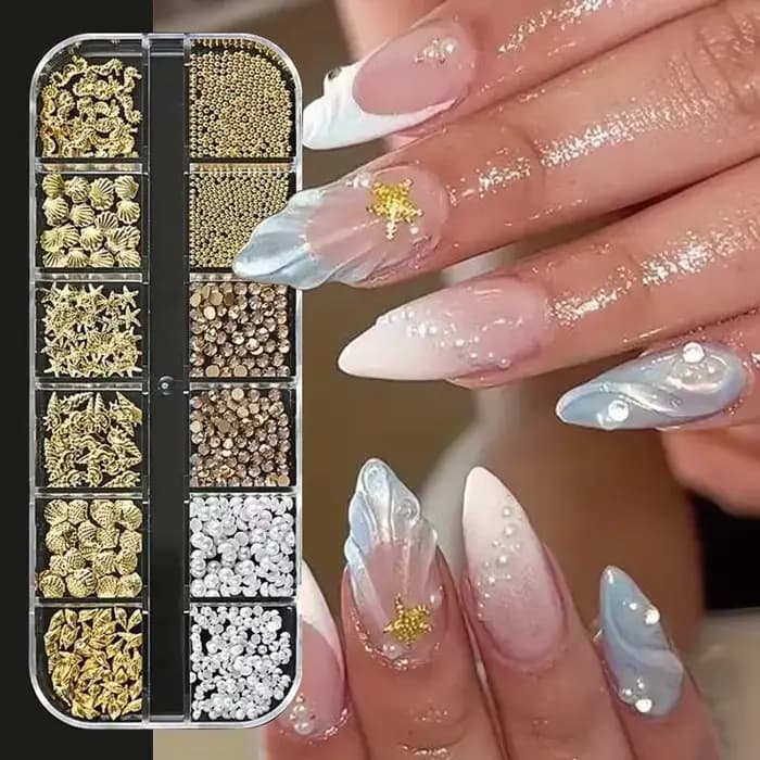 # Décorations pour ongles sur le thème de l'océan 3D, 12 pièces, pour fête de plage d'été, hippocamp