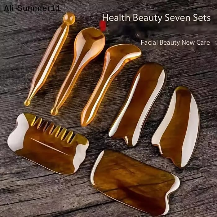 【RV】 7 outils de massage Guasha pour le visage et le corps, outil de beauté, soin de la peau, soulag