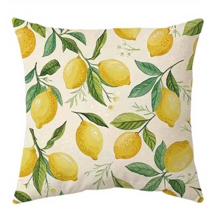 Housse de coussin rafraîchissante citron-délice florale, housse de coussin pour canapé de salon, dou