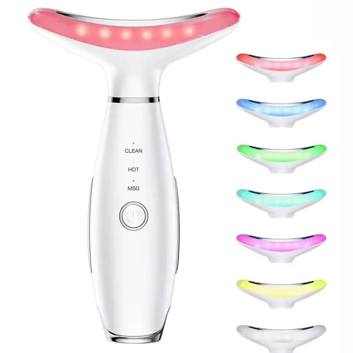 Masseur facial anti-rides 7 couleurs, appareil de beauté pour le cou et le visage, raffermissant la 