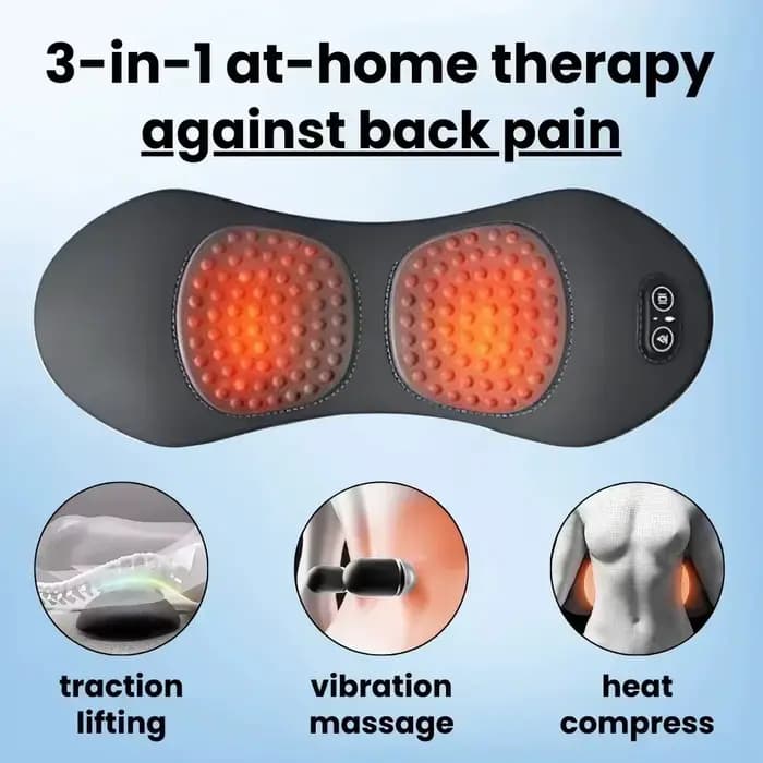 Masseur dorsal 3-en-1 avec chaleur et vibrations pour soulager les douleurs dorsales, hernie discale