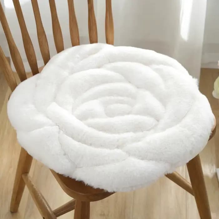 Coussin de chaise en peluche, design fleur rose, coussin de chaise de bureau épaissi, coussin de siè