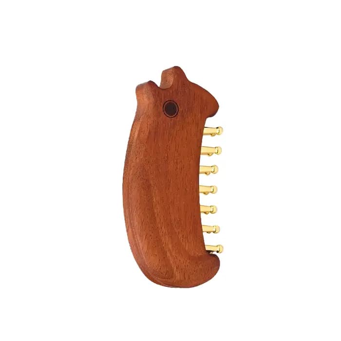 Peigne de Massage Gua Sha à tête en cuivre, Long manche en bois, brosse de Massage robuste à points 