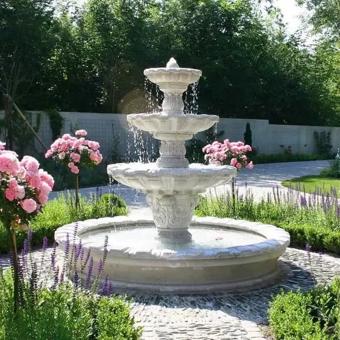 Fontaine de jardin en dalle de marbre blanc naturel, écologique, minimaliste et moderne, idéale pour