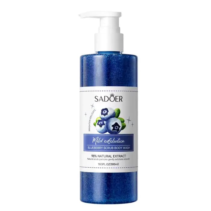 Gel douche exfoliant aux myrtilles 300 ml Contient de l'extrait de myrtille, des particules exfolian