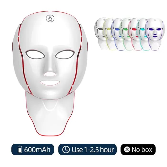 Masque Facial LED thérapie par la lumière rouge 7-1 couleur 192LED s masque Facial sans fil beauté à