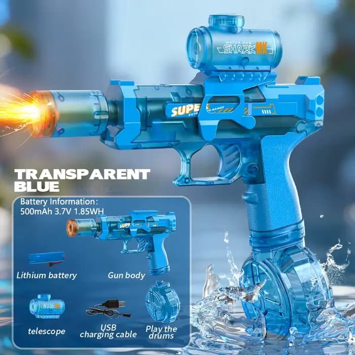 Pistolet à eau électrique pour enfants et adultes, pistolet à eau automatique avec lumière, pistolet