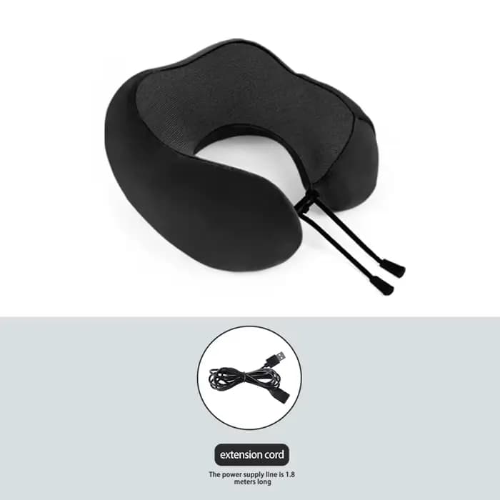 Coussin chauffant de voyage pour le cou, oreiller électrique chauffant en mousse à mémoire de forme 