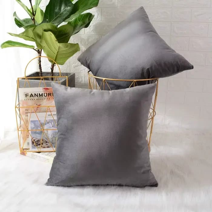 Juste de coussin en velours ultra doux gris, taie d'oreiller unie, textile de maison moderne, canapé