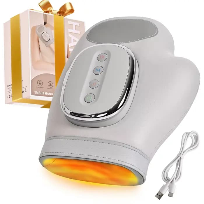 Masseur de mains portable électrique avec chaleur, compression par airbag, sans fil, gants de massag