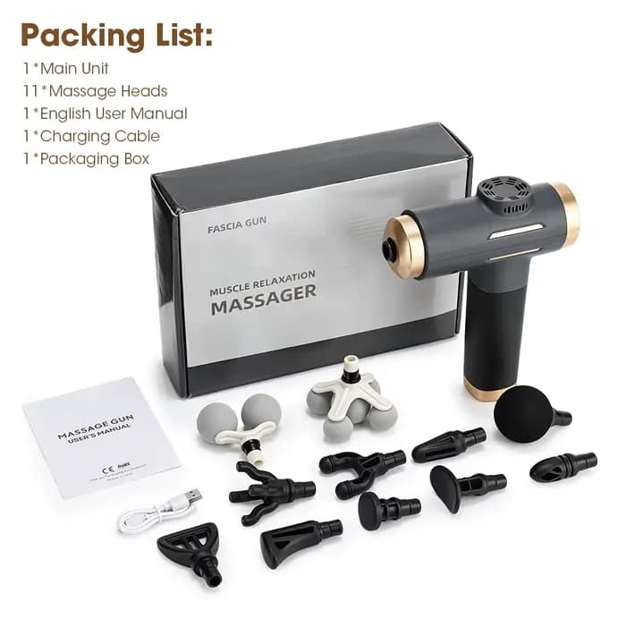 Pistolet de massage à percussion 24W 3200 tr/min, masseur tissulaire profond 8 mm, 99 vitesses, 11 t