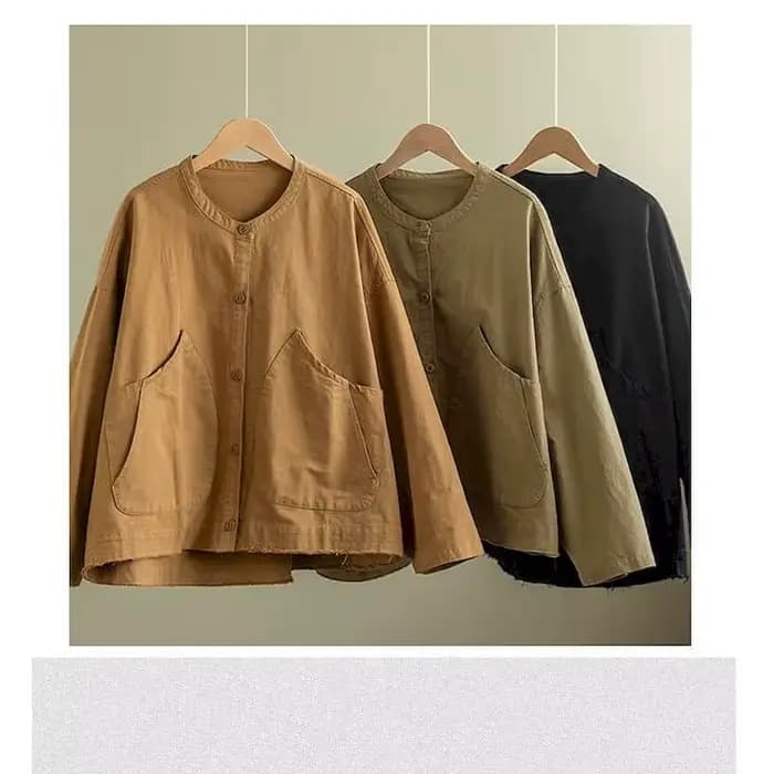 Vestes en coton à manches longues pour femmes, vêtements de travail monochromes, cardigans à simple 