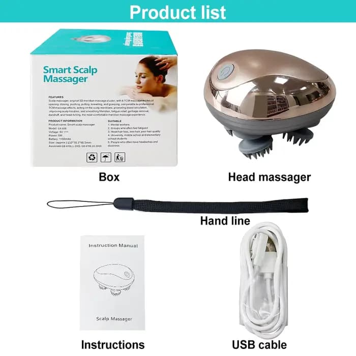 Appareil électrique de Massage de tête par Vibration du cuir chevelu, relaxation des Muscles, pétris
