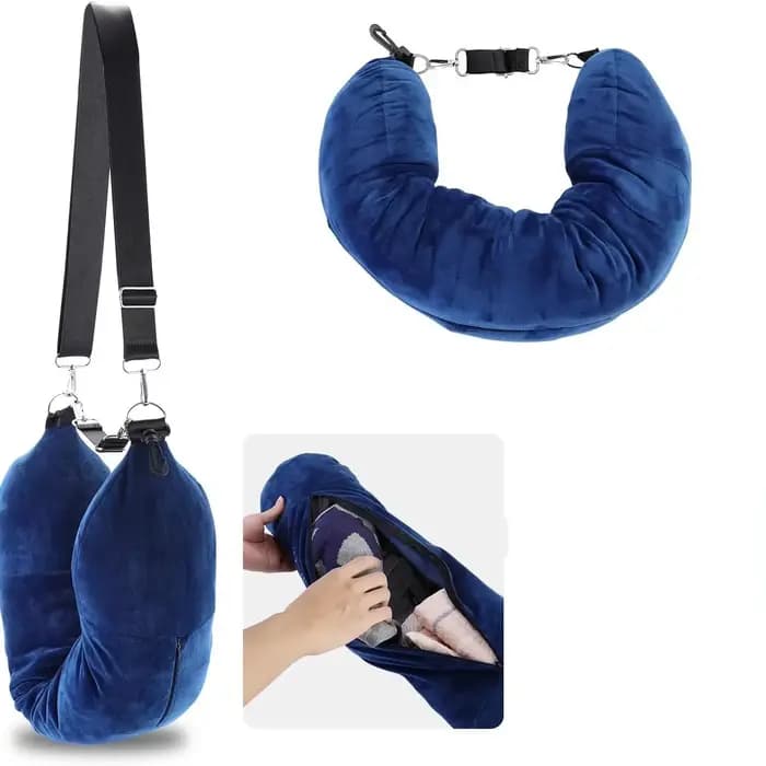 Oreiller de cou de voyage oreiller de voyage auto-remplissage oreiller de cou gonflable portable pou