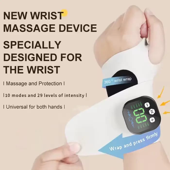 Masseur électrique de poignet et de main sans fil, 10 modes de Massage par Vibration, 29 niveaux de 