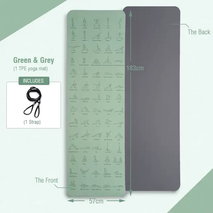 Tapis de Yoga TPE 183 cm * 57 cm tapis de sport antidérapant écologique pour l'exercice Yoga et Pila