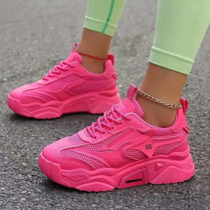 Femmes rose plate-forme chaussures de sport semelle épaisse grosses chaussures décontractées femmes 