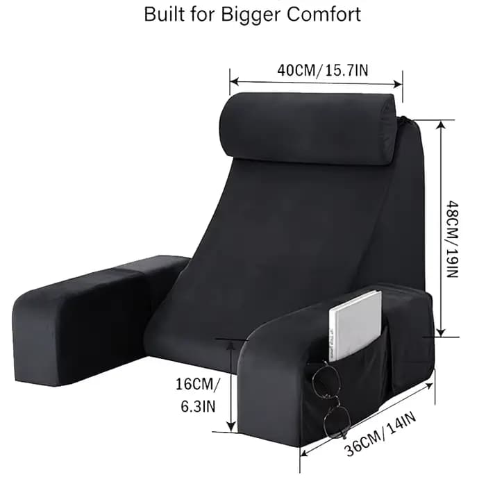 Coussin de soutien lombaire confortable avec accoudoirs pour adultes, coussin de lecture doux pour l