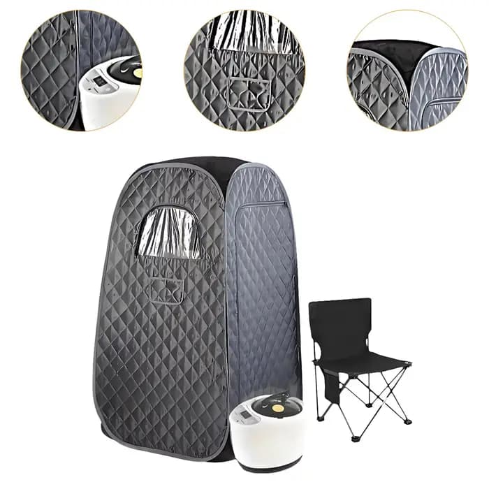 Ensemble de sauna à vapeur portable avec chaise pliante, boîte de sauna personnelle pour spa à domic