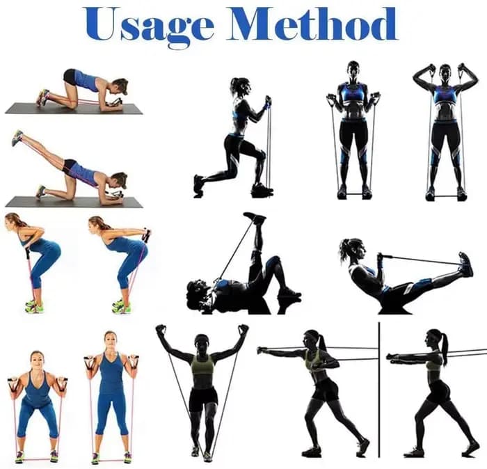 Cordes de résistance en latex pour pilates, yoga, crossfit, fitness , 11 pièces