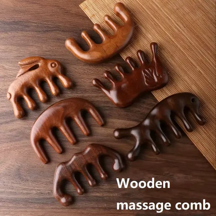 Nouveau Massage en bois masseur peigne cuir chevelu tête huile masseur cuir chevelu cheveux peigne o