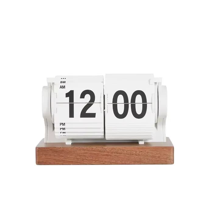 Horloge à rabat vintage - Calendrier de bureau mécanique intelligent avec date et alarme automatique