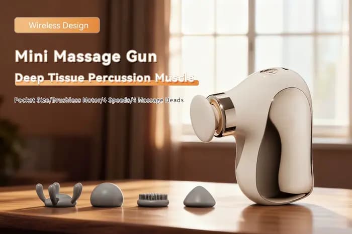 Pistolet de massage musculaire multifonctionnel sans fil avec tête vibrante en silicone modifiée pou