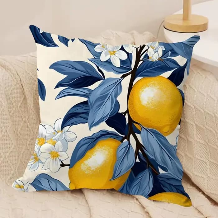 Housse de coussin en peluche douce Lemon Cushion Cover |   Housse de coussin imprimée double face | 