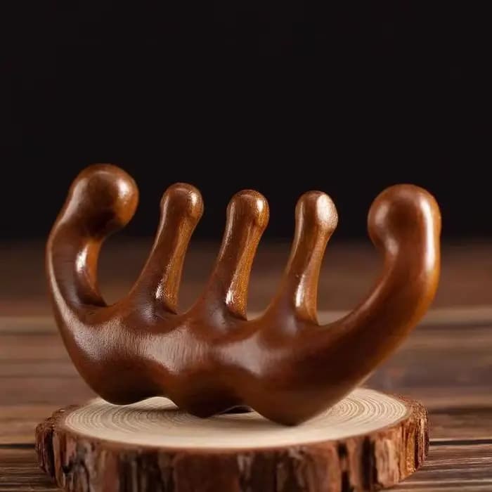 Peigne de massage en bois pour la tête, le visage et le cuir chevelu, masseur Gua Sha naturel en boi