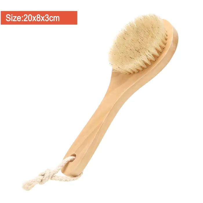Brosse corporelle en bois de bambou, brosse de bain exfoliante en poils de sanglier naturels pour la