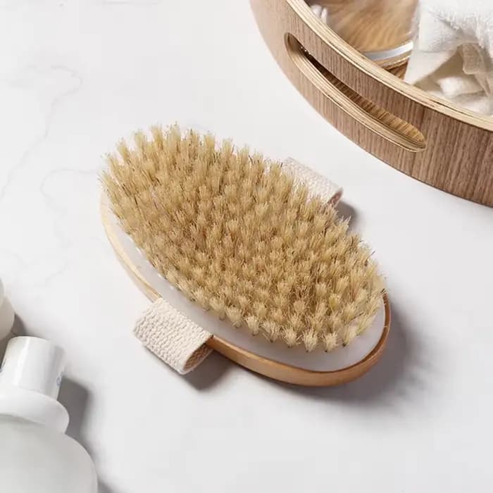 Brosse corporelle en bois SPA, poils de sanglier naturels, brosse corporelle bio pour peaux sèches, 