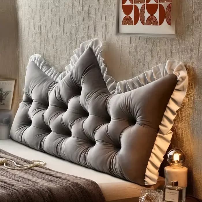 Coussin de dossier capitonné Extra Large avec bordure à volants, oreiller de repos de lit de luxe po