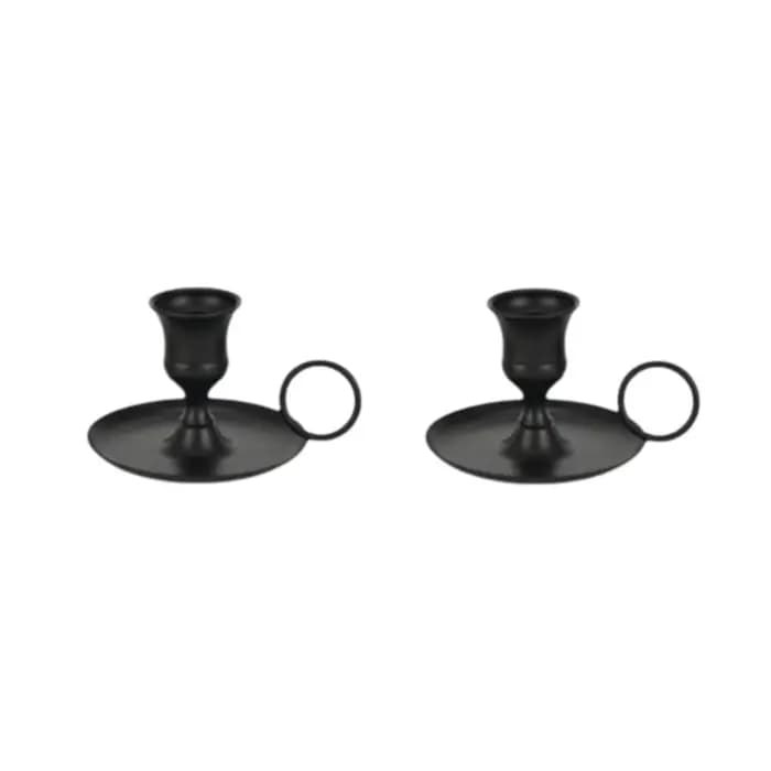 Lot de 2 bougeoirs métalliques portables rétro romantiques de style européen avec anneau de maintien