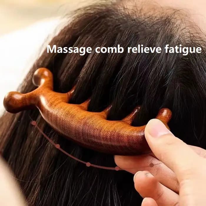 Nouveau Massage en bois masseur peigne cuir chevelu tête huile masseur cuir chevelu cheveux peigne o