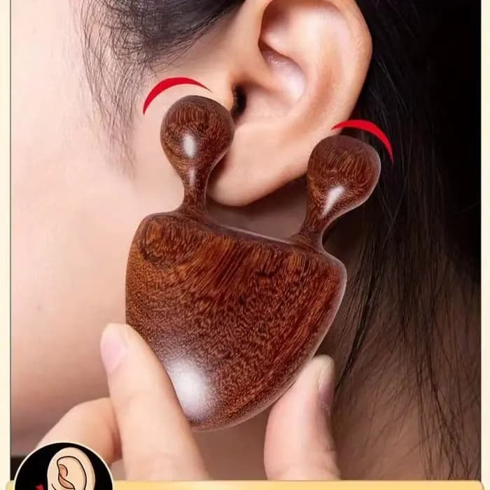1 masseur facial, conçu pour apaiser tous les méridiens du visage, avec une texture en bois artisana