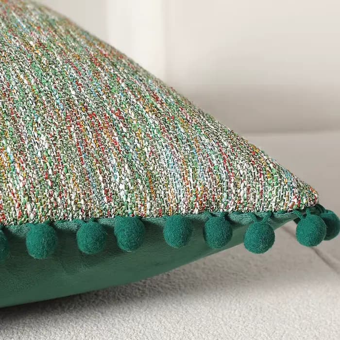 Juste de coussin tissée à simple face avec pompon néerlandais, taie d'oreiller décorative pour la maison, salon et canapé, 45x45cm