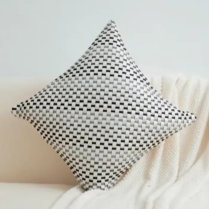 Housse de coussin en cuir PU tissé à la main, taie d'oreiller de luxe en mélange de laine, adaptée à la maison, au hôtel, décoration de canapé