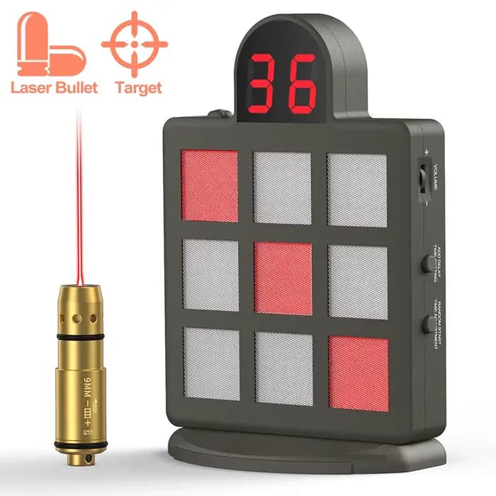Système d'entraînement au tir à sec avec cible laser multi-mode à 9 grilles et balles d'entraînement laser de 9 mm