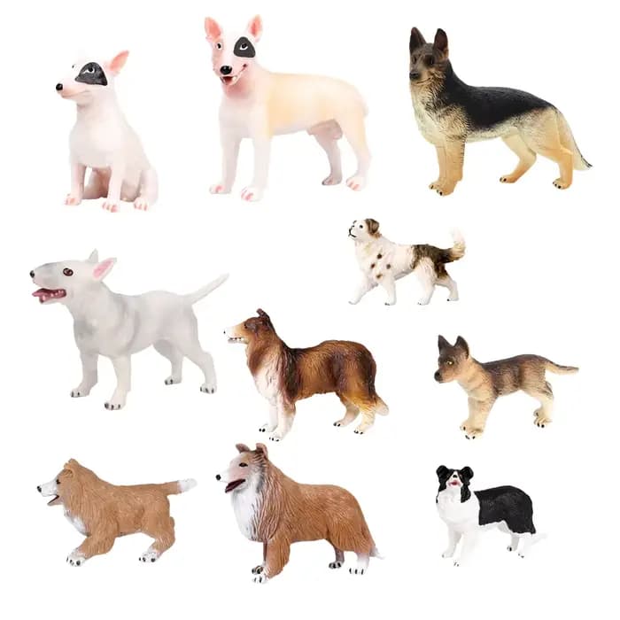 Border collie Labrador caniche Chihuahua chien Figurines d'animaux figurine modèles de jouets décor à la maison enfants cadeaux animaux de ferme en plastique