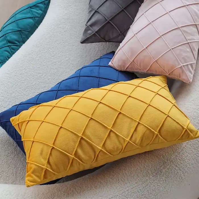 Juste de coussin plissée en velours
