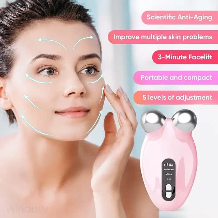 EMS masseur Facial rouleau microcourant Machine de Lifting du visage v-face
