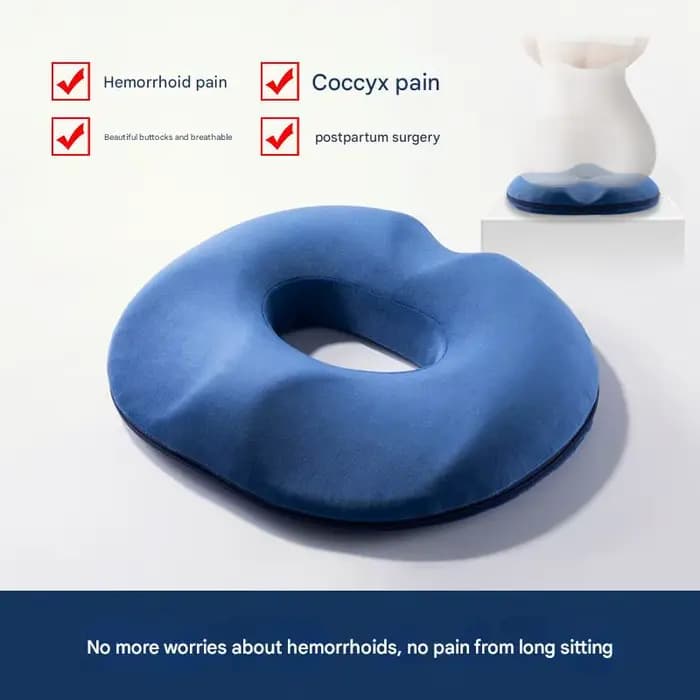 Coussin de siège en mousse à mémoire de forme pour soulager la douleur des hémorroïdes et des coccyx – Donut orthopédique au design creux