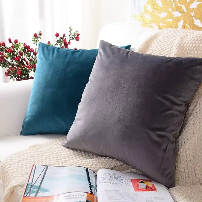 Juste de coussin en velours ultra doux gris, taie d'oreiller unie, textile de maison moderne, canapé et salon, chambre à coucher
