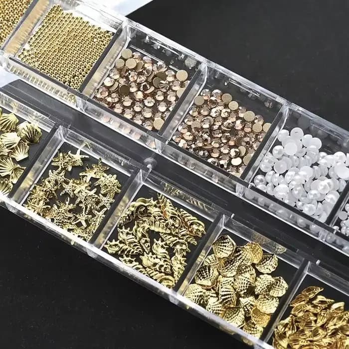 # Décorations pour ongles sur le thème de l'océan 3D, 12 pièces, pour fête de plage d'été, hippocampe, étoile de mer, coquille, perle, perles de caviar, strass, A