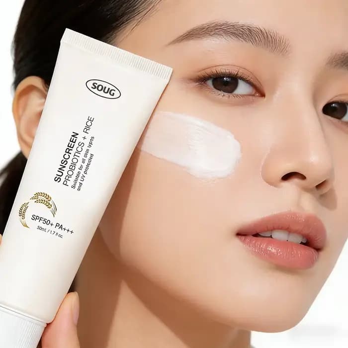 Crème solaire coréenne aux probiotiques de riz SPF50+ Rafraîchissante, hydratante et non grasse Protection UV haute efficacité Soin de la peau coréen