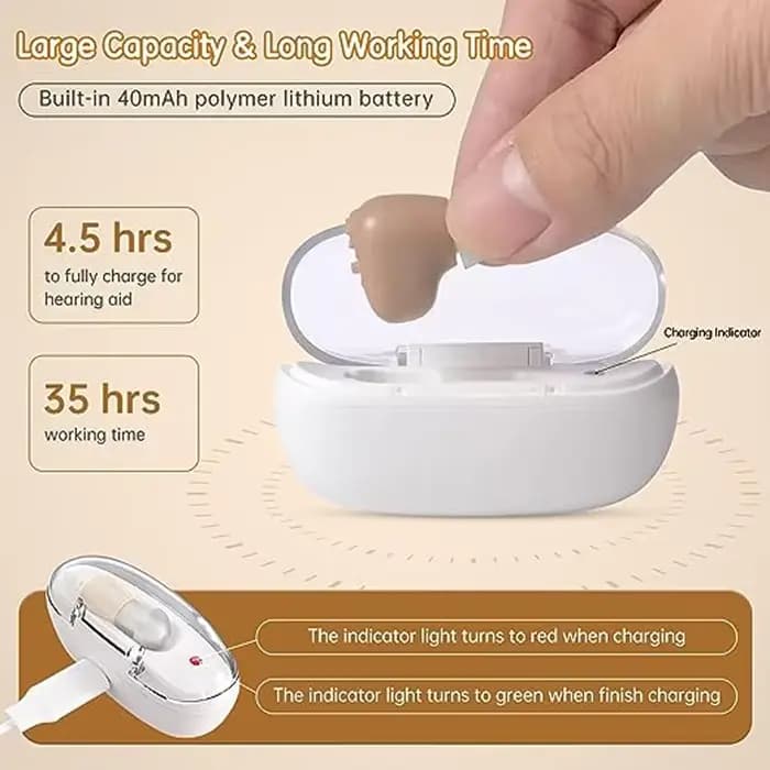 Aide auditive rechargeable pour les personnes âgées, réduction du bruit, batterie longue durée, aide auditive avec base portable
