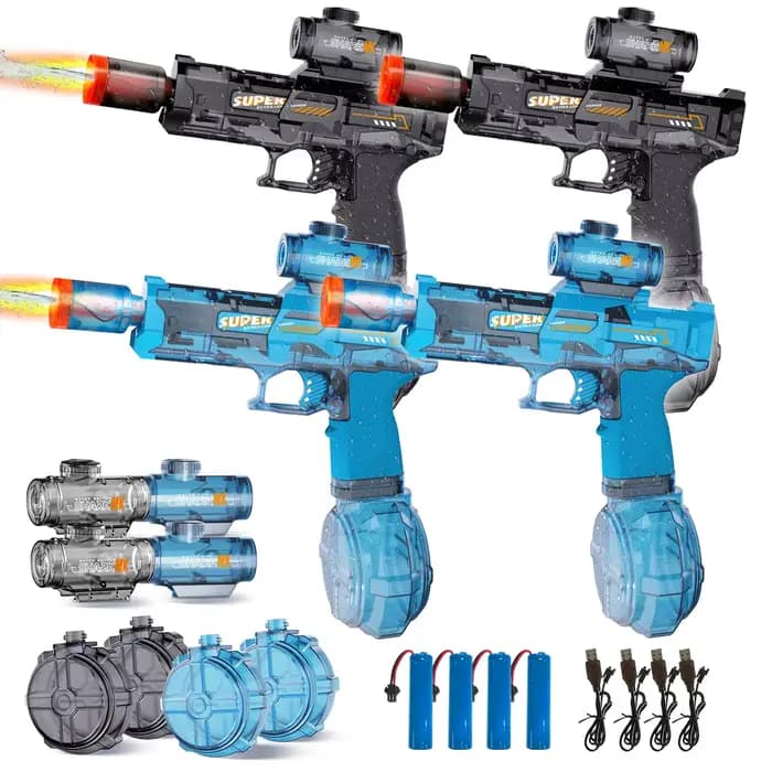 Pistolet à eau électrique pour enfants et adultes, pistolet à eau automatique avec lumière, pistolet à eau rechargeable anti-fuite pour piscine et plage