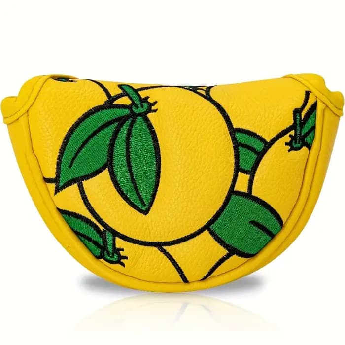 Housse de tête de club de golf Orange Fun Design Style, petite housse de putter semi-circulaire, housse de putter de golf - PU de qualité supérieure